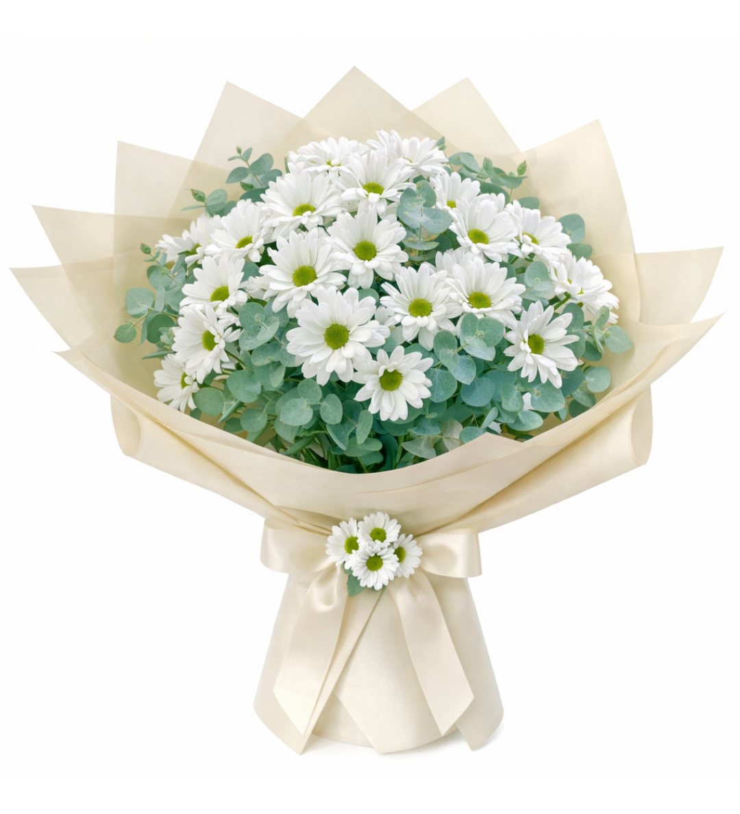 Pure Daisy – Okaliptuslu Beyaz Papatya Buketi